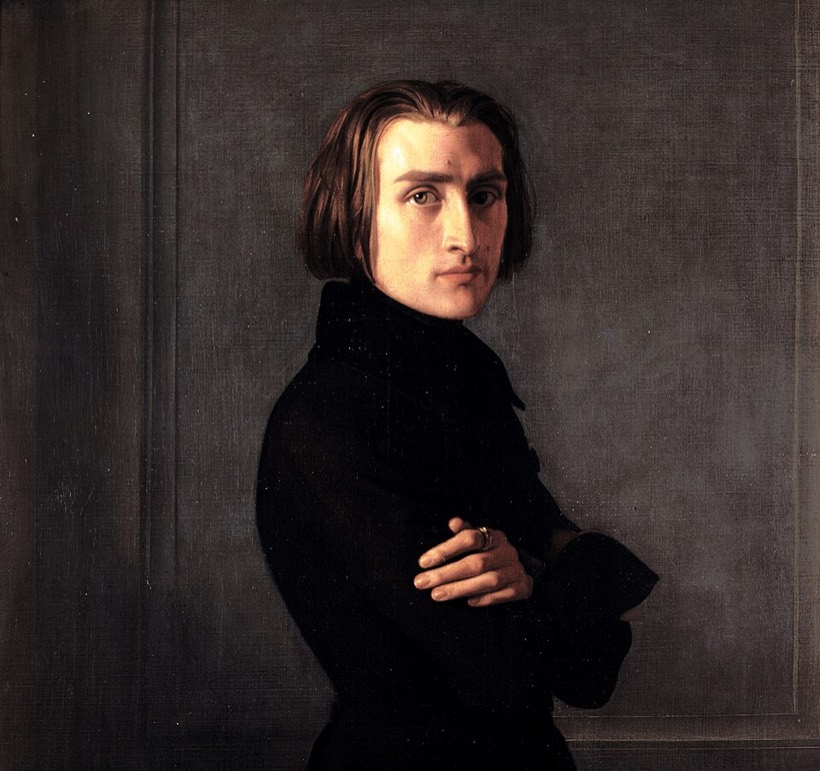 Portret młodego Franza Liszta w czarnym surducie