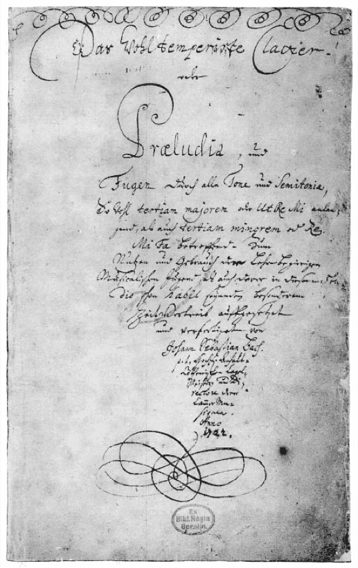 Strona tytułowa rękopisu Das Wohltemperirte Clavier Johanna Sebastiana Bacha z 1722 roku: preludia i fugi we wszystkich tonacjach